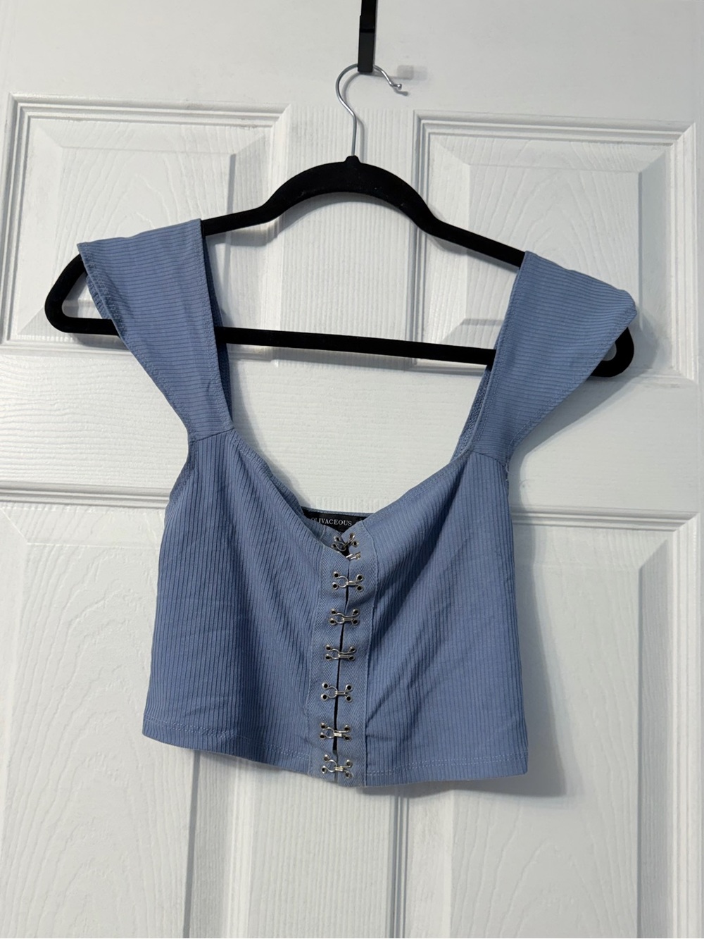 Olivaceous blue corset style crop top size small